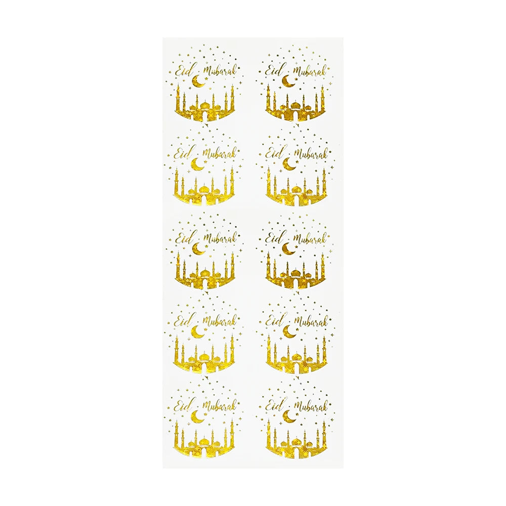 5 sheets Eid Mubarak Transparent Hot Stamping Sticker for Ramadan Theme Party  Gift Packaging Decorative Stickers