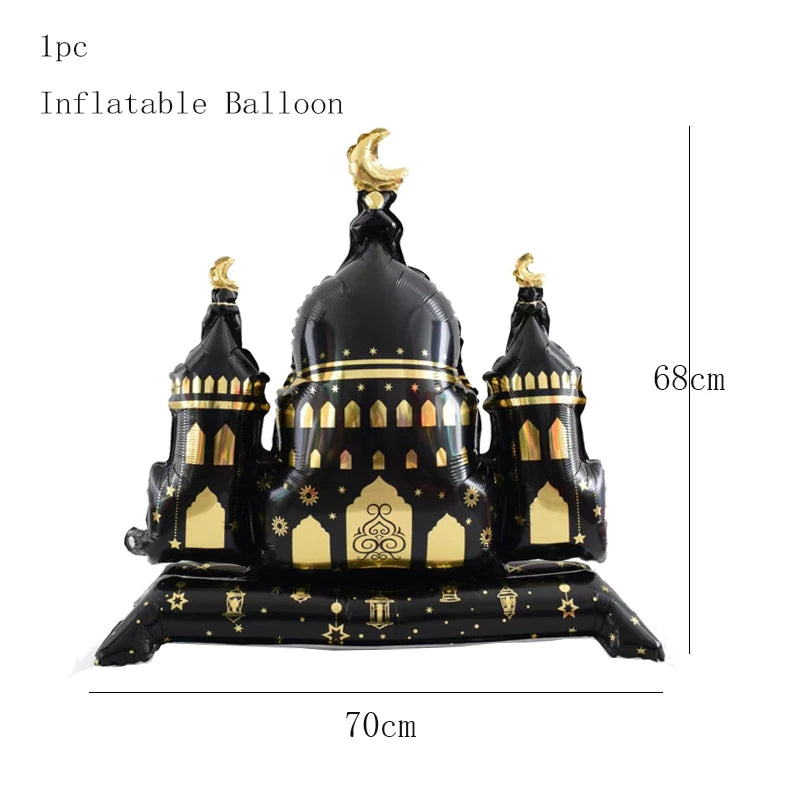 Eid Mubarak Round Star Moon Foil Balloon Ramadan Kareem Islamic Muslims Umrah Mubarak  Eid al Fitr Festival Party Decor Supplies
