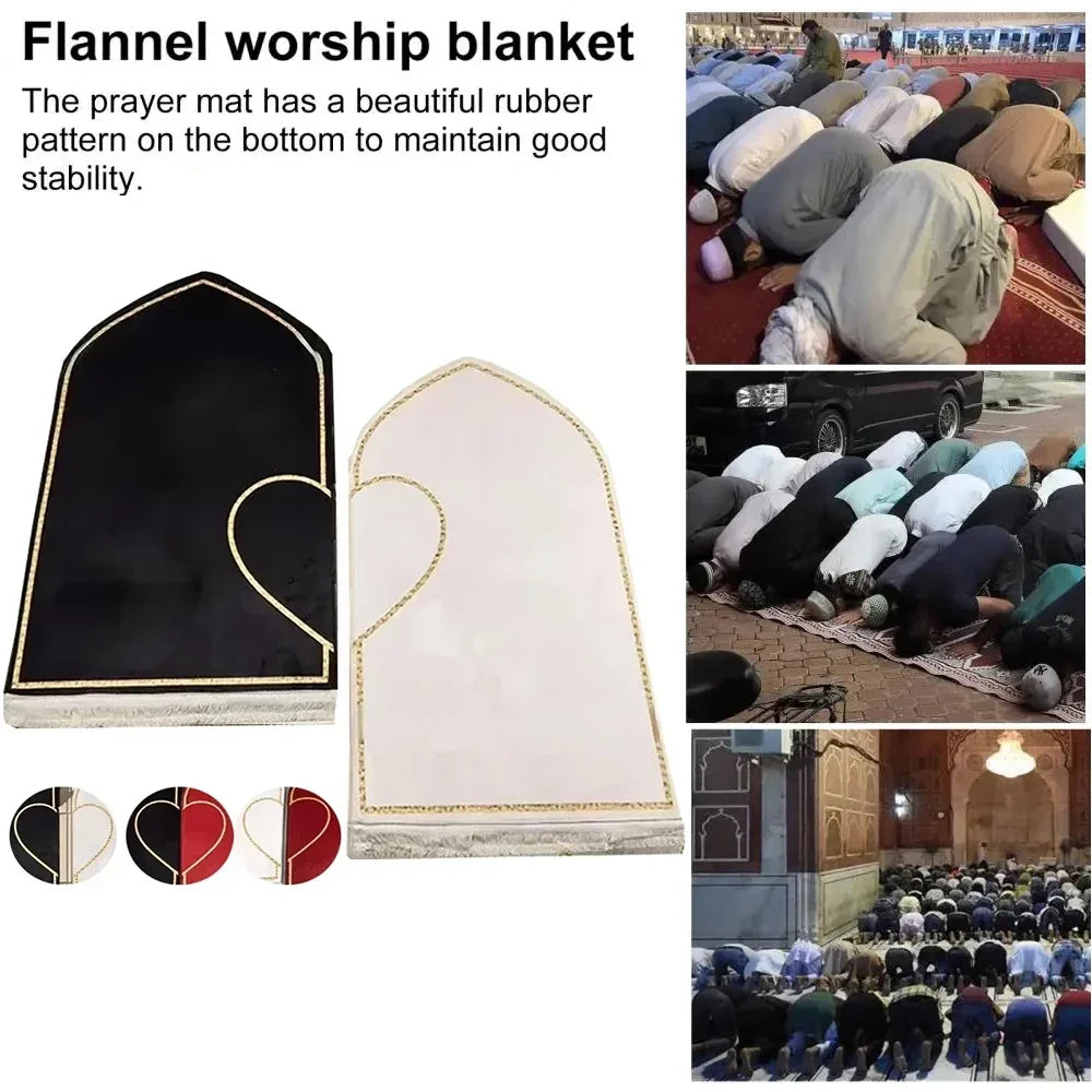 Couple Set Prayer Mat Thick Printed Flannel Adult Worship Mats Prayer Carpets for Living Room Rugs Alfombras Para Sala