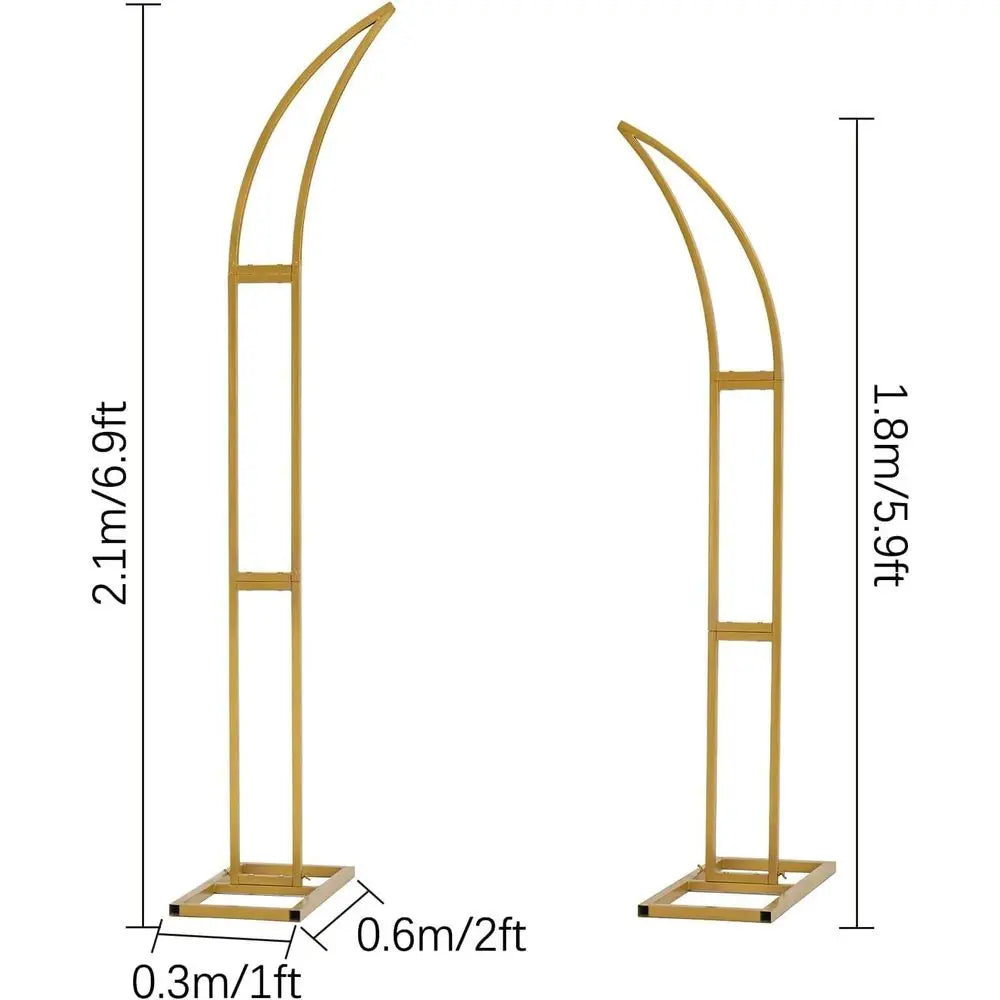 Curved Wedding Arch Backdrop Stand, Metal Half Moon Design for Weddings, Ceremonies, Birthdays, and Baby Showers (5.9t, 6.9t)