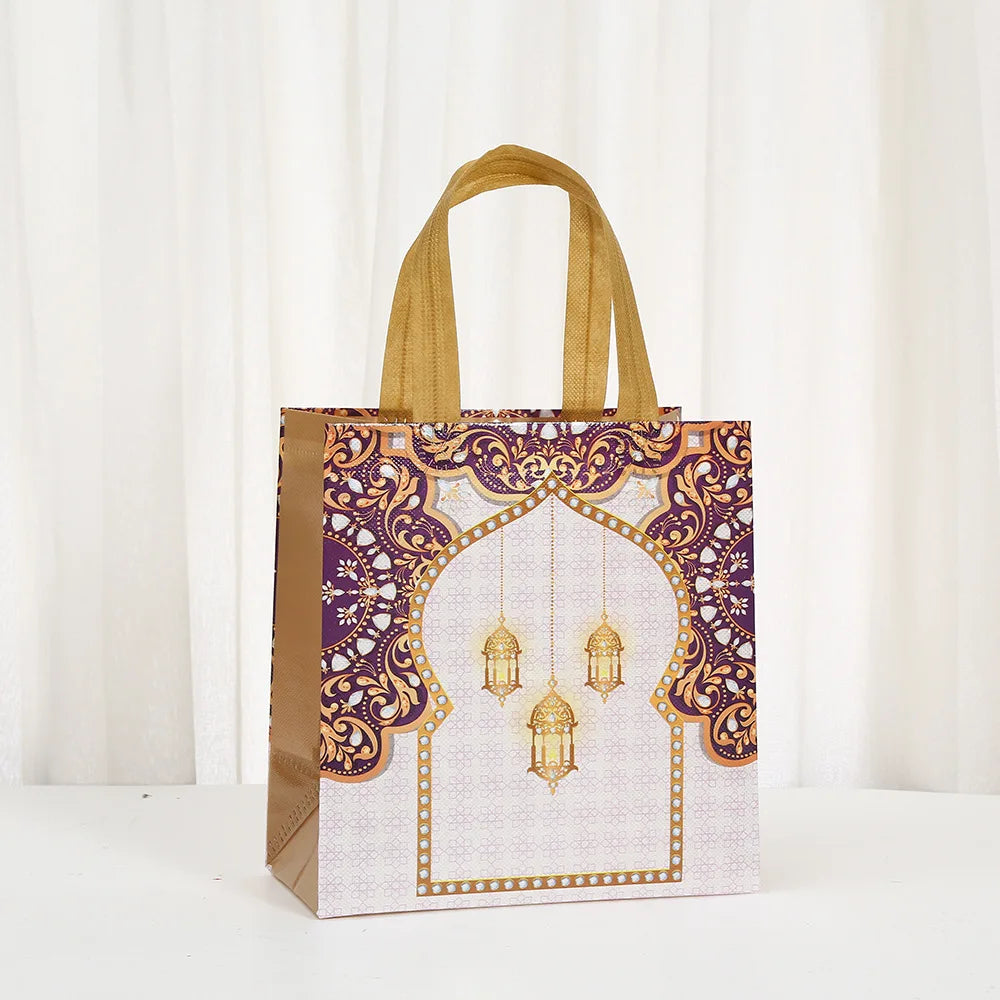 6/12pcs Eid Mubarak Non-Woven Gift Bags with Handle Ramadan Gift Packaging Bag Ramadan Kareem Decor Islamic Festival Party Favor