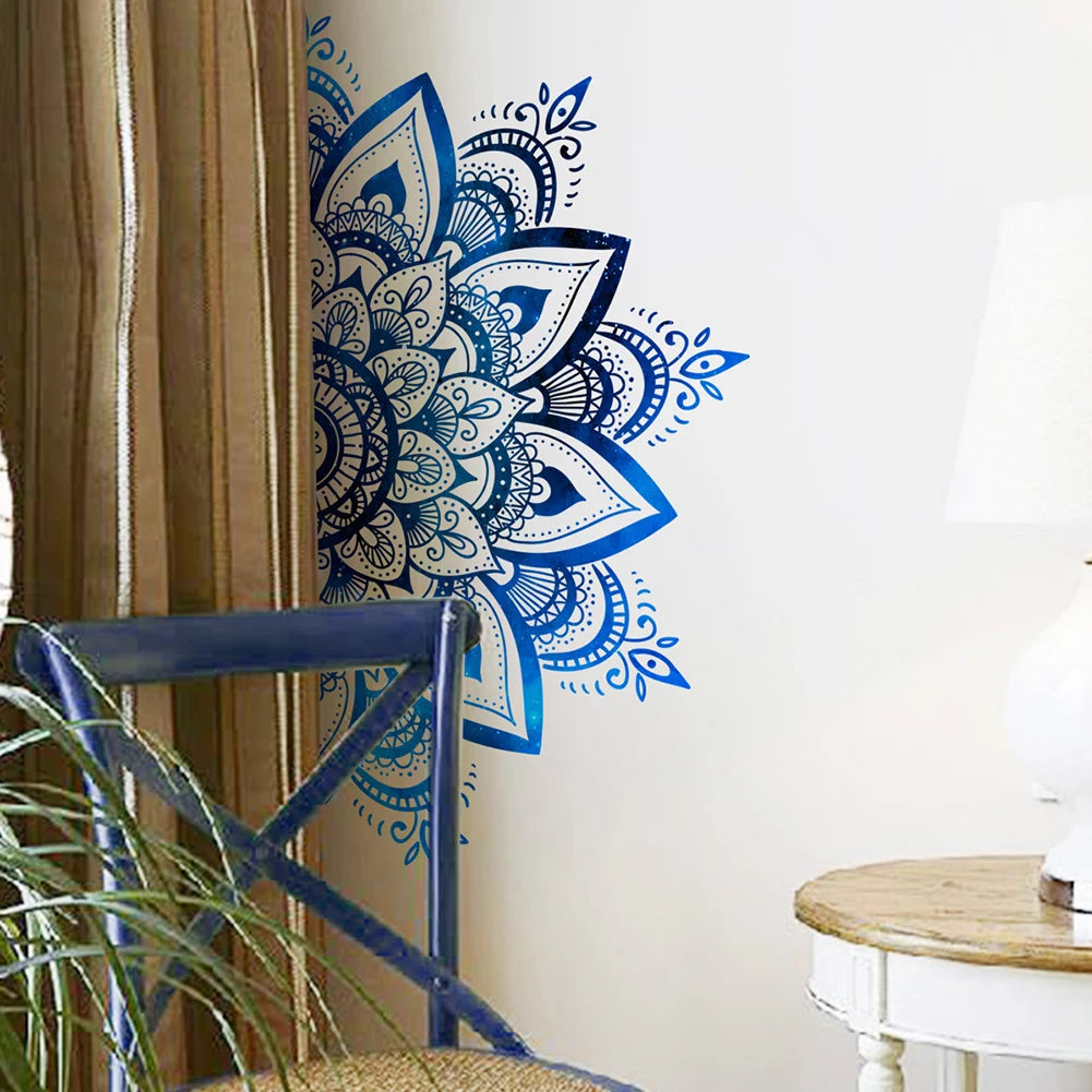 Mandala Lotus PVC Wall Sticker Eid Mubarak Lotus Flower Datura Zen Decorative Decals Sticker 30x90cm Home Wall Decoration