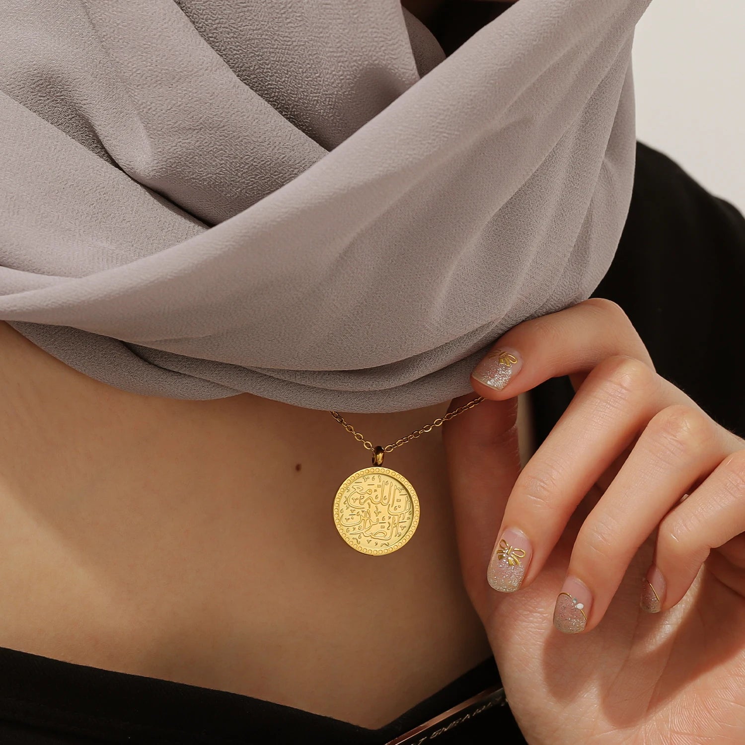 Patience Token Calligraphy Arabic Necklace Stainless Steel Custom Jewelry Pendant for Women and Men Muslim Ramadan Memorial Gift