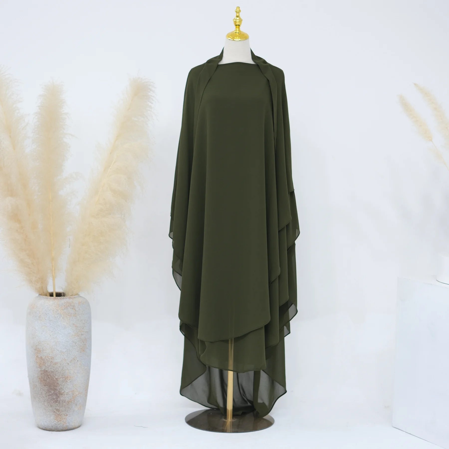 Extra Long Khimar Chiffon 2Layers Muslim Women Hijab Prayer Eid Hijabs Headscarf Shawl Veil Long Djellaba Niqab Ramadan scarf