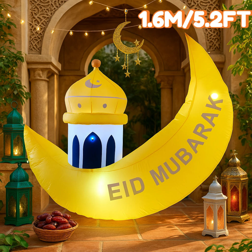 Ramadan Eid Mubarak Inflatable Decorations with LED Lights Muslim Islamic Holiday DIY Party Supplies  Outdoor Yard Ornament
