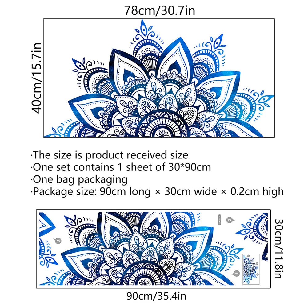 Mandala Lotus PVC Wall Sticker Eid Mubarak Lotus Flower Datura Zen Decorative Decals Sticker 30x90cm Home Wall Decoration