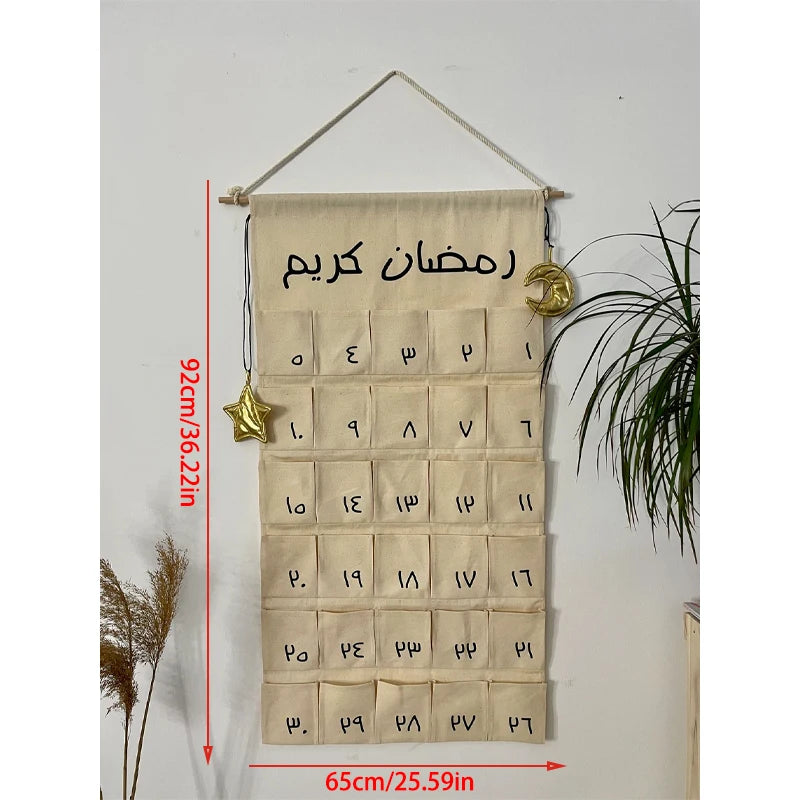 30 Days Ramadan Advent Calendar Eid Countdown Fabric Ramadan Kareem Decoration Eid Al-Fitr Home Wall Accessories Family Kid Gift