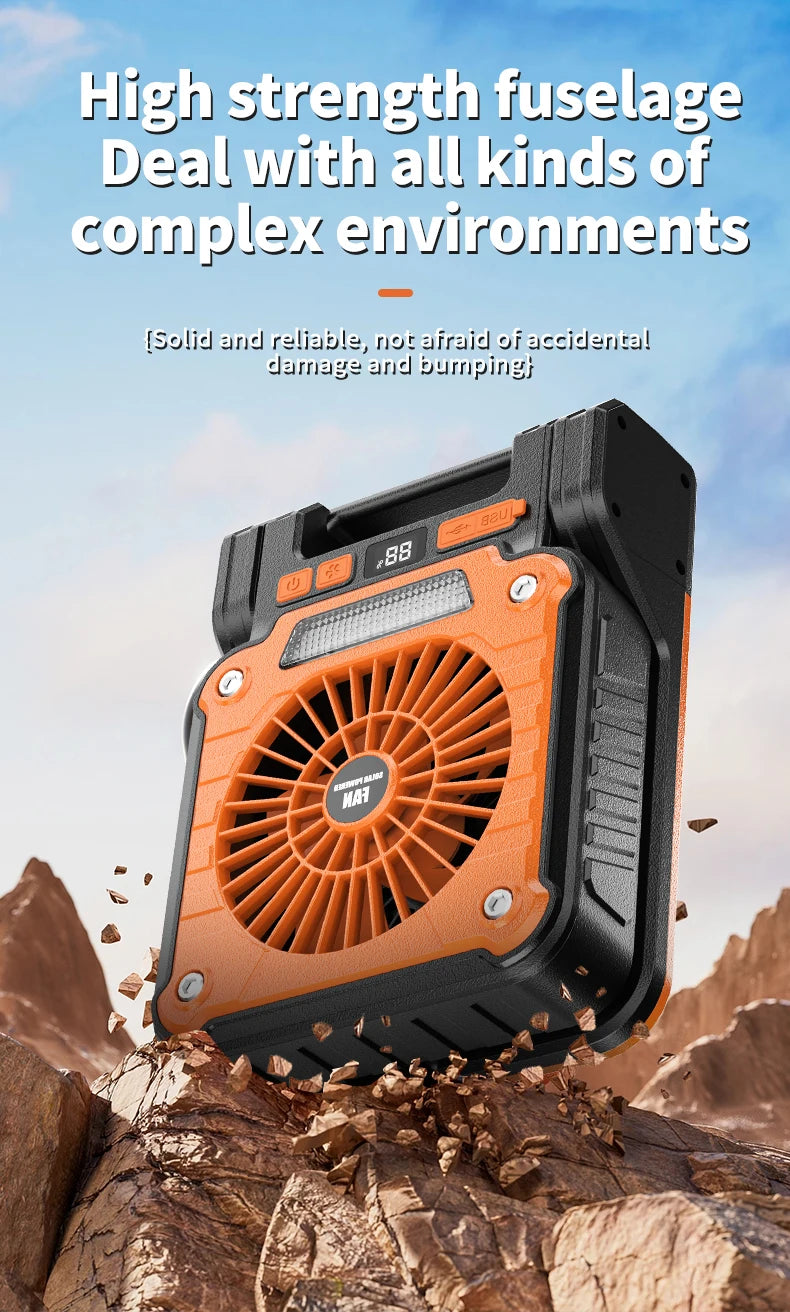 Outdoor Solar Fan Light 8 Hours Battery Foldable Tent Lantern Portable Multifunctional Camping Light Cross Border New