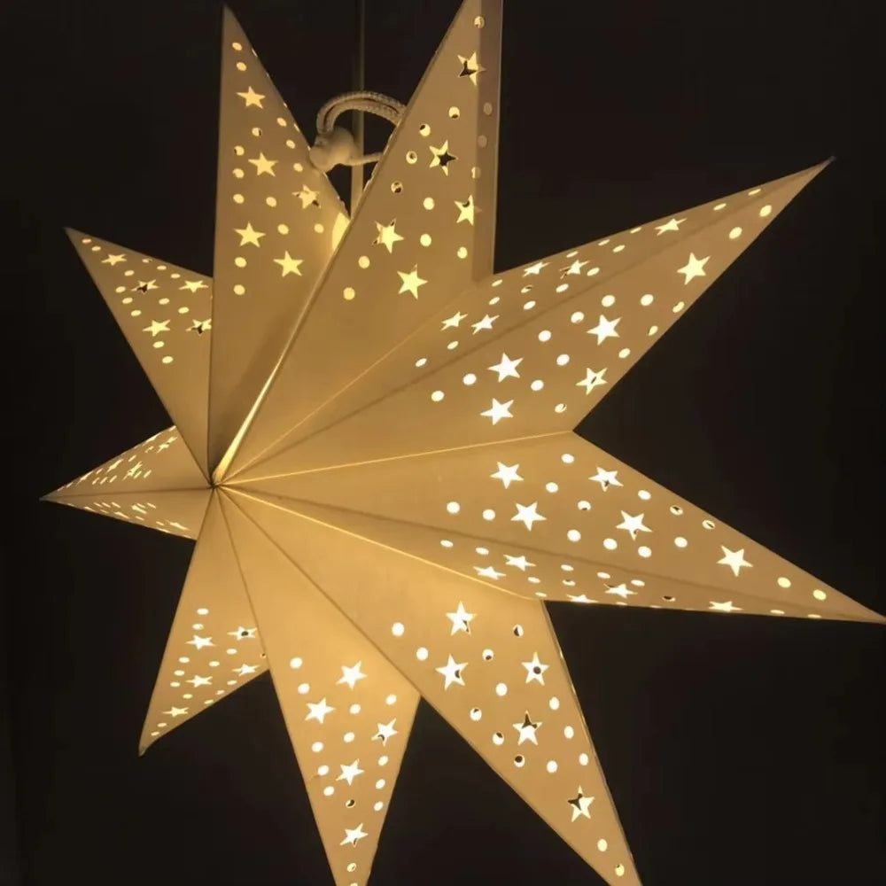 New Hollow Star Hanging Pendants 35/45cm Eid Mubarak Islam Muslim Light Paper Lantern Home Decorations