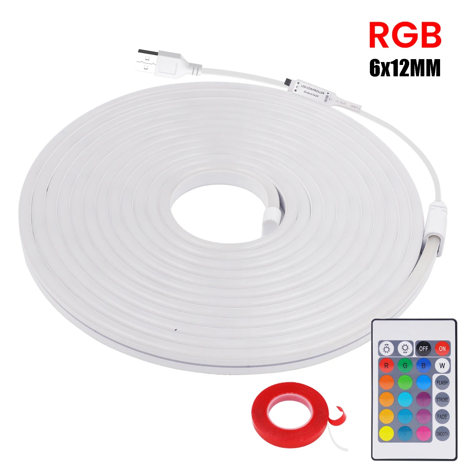 5V RGB Neon Strip Light 1M 2M 3M 5M USB Waterproof Flexible Ribbon Adhesive Tape Neon Lights With Remote Control For Home Decor