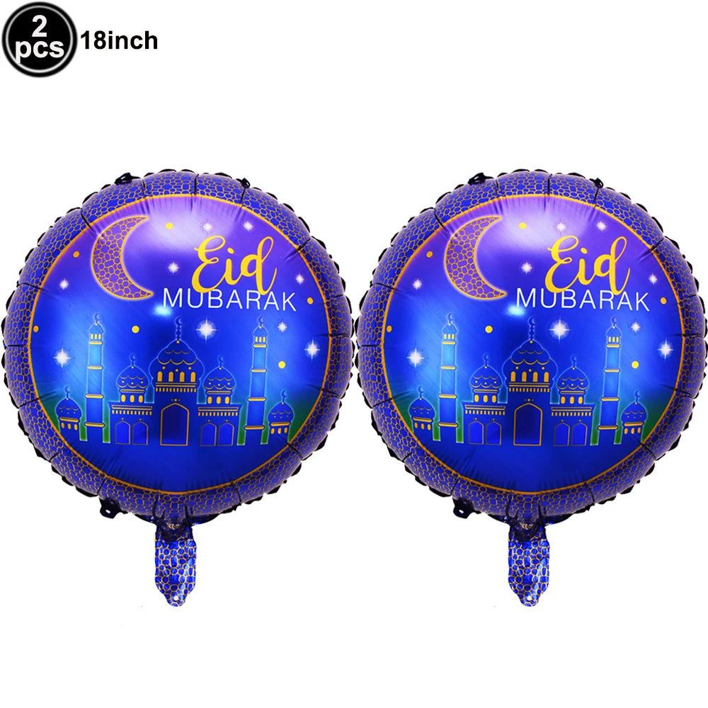 Happy Eid Ramadan Mubarak Foil Balloon DIY Decoration Islamic Ramadan Stars and Moon Helium Balloon Celebration Party Decoration