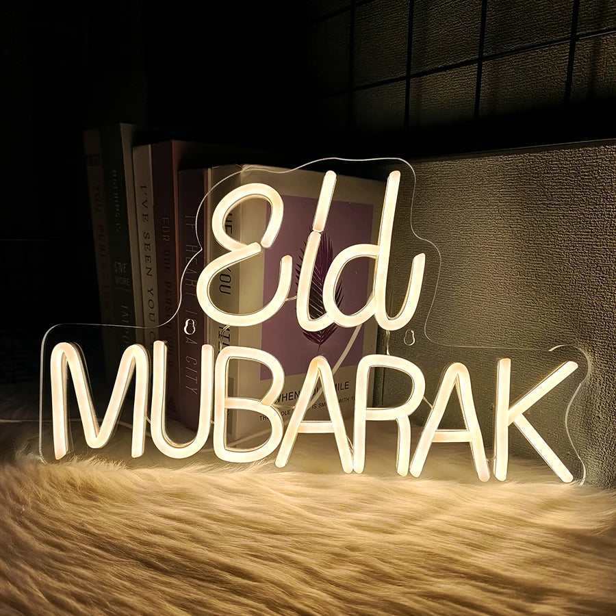 Eid Mubarak Neon Sign For Wall Decor, Muslim Door Window,  Islamic Living Room,  Bedroom, House Party, Club Decoration, Gifts