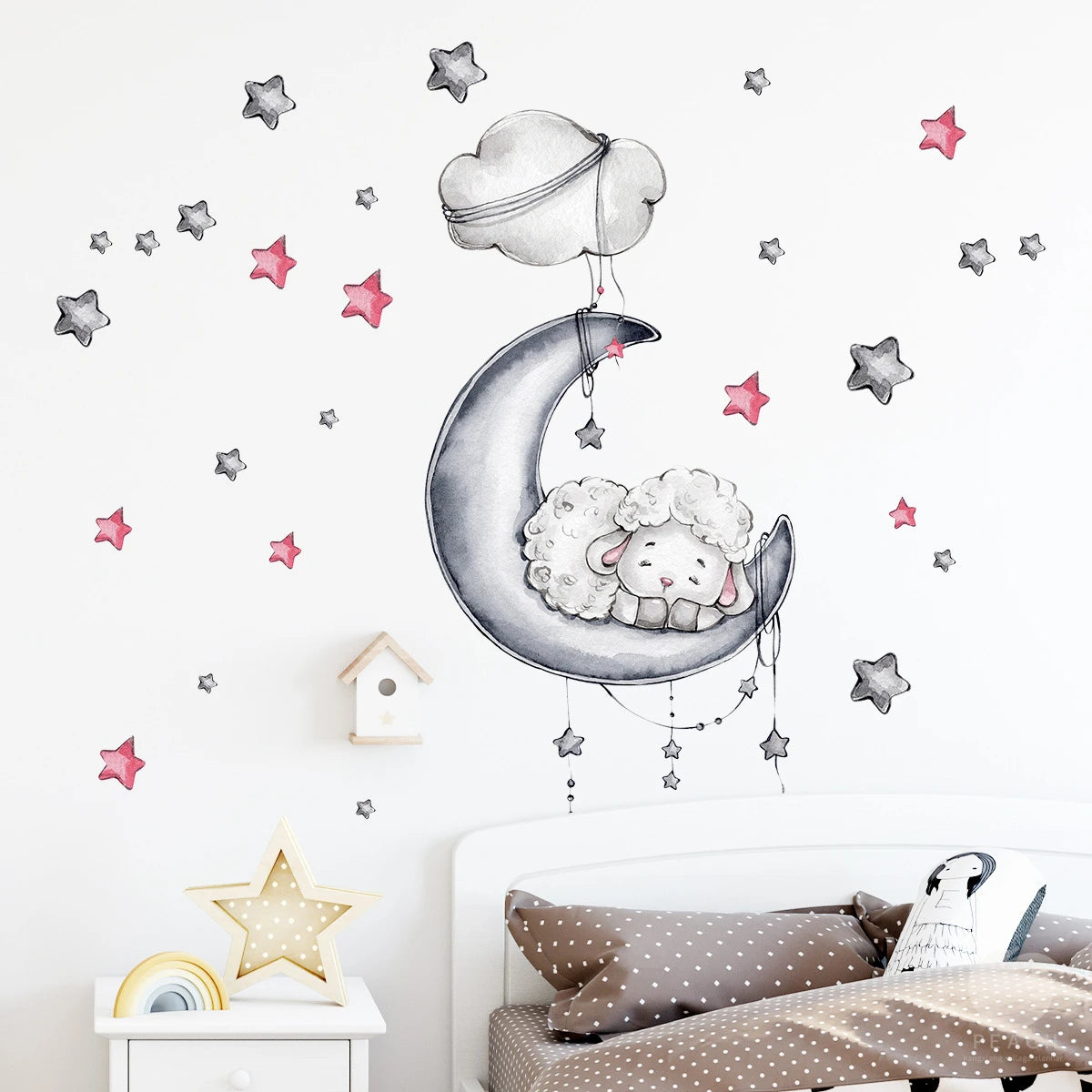 1Pc Cartoon Animal Star Moon Cat Rabbit Bear Wall Stickers for Room Decoration Living Room Decor for House