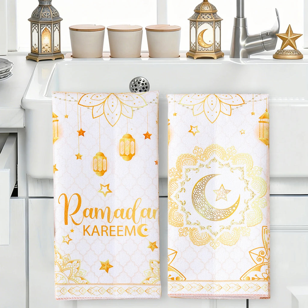 2ps Ramadan Dish Towel Eid Mubarak Decoration 2026 for Home Ramadan Kareem Ramadan Mubarak Islamic Muslim Party Eid Al-Fitr Gift