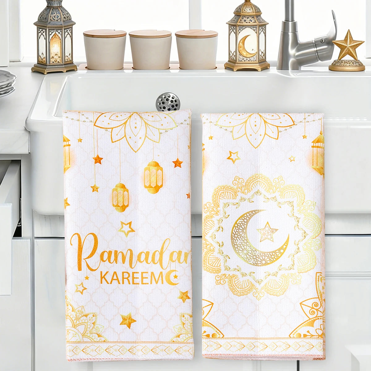 2ps Ramadan Dish Towel Eid Mubarak Decoration 2026 for Home Ramadan Kareem Ramadan Mubarak Islamic Muslim Party Eid Al-Fitr Gift