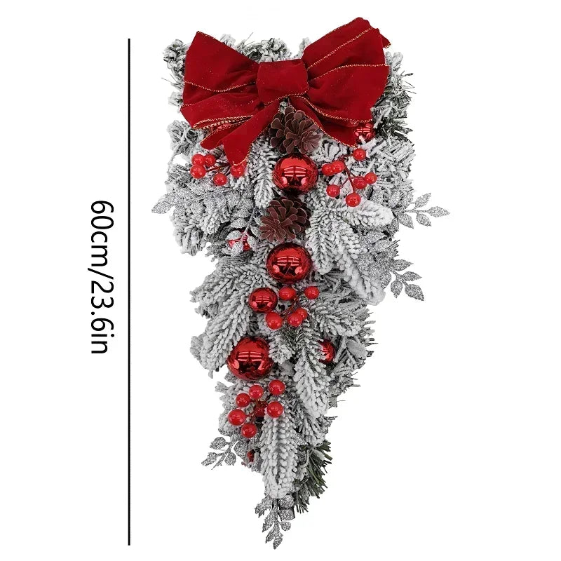 2024 front door Christmas wreath decoration upside down tree vine Christmas door and window decoration supplies