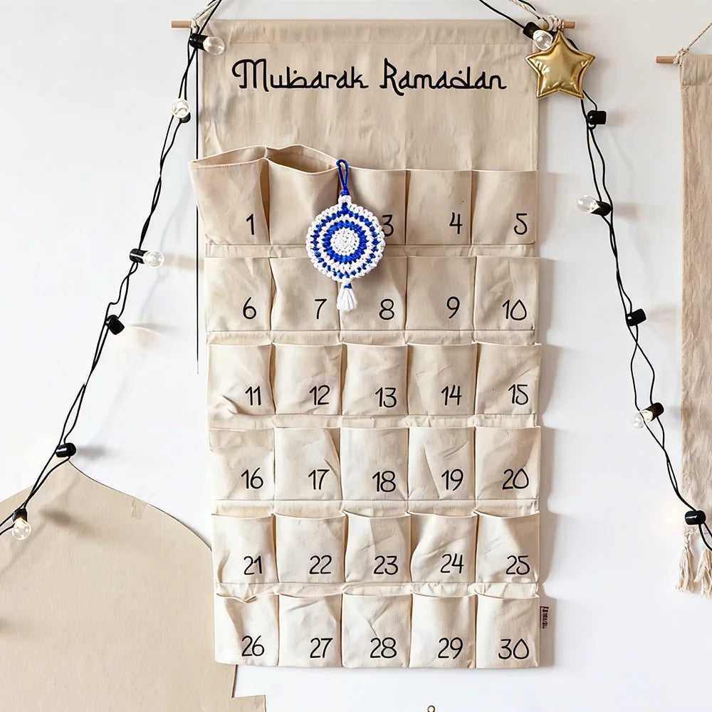 Ramadan Mubarak Countdown Advent Calendar Eid Gift for Muslim Islamic Kareem Al-Fitr Iftar Wall Decoration Gift for Children