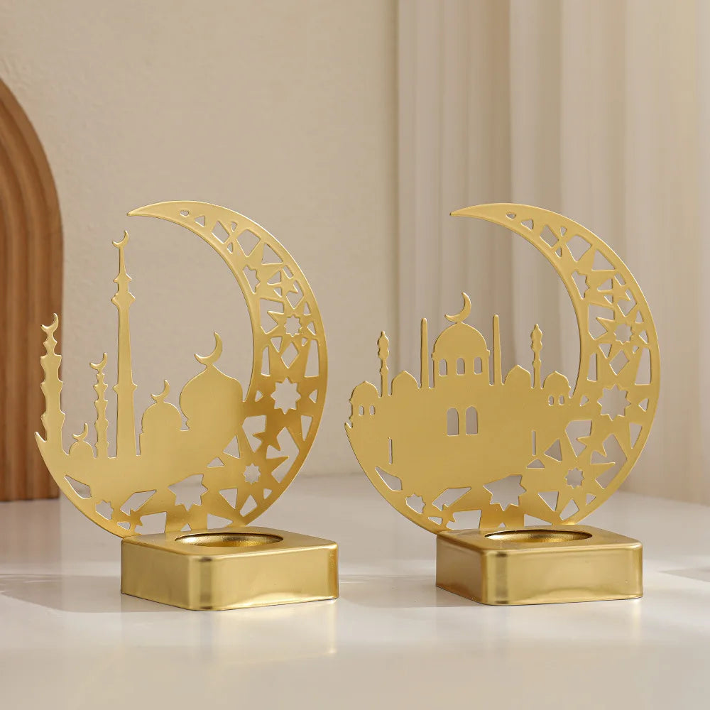 Ramadan Decoration Moon Castle Candle Holder  Eid Mubarak Decorations for Home 2026 Islam Muslim Festival Party Supplies Eid Al