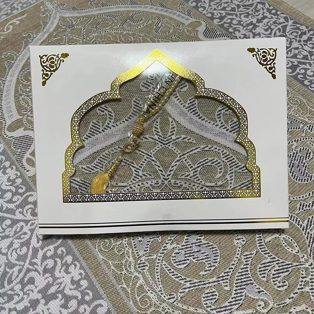 Printed Floor Mat 70x110cm Muslim Prayer Rug Non-slip Foldable Islamic Prayer Mat Rectangle Ethnic Style Janamaz Sajadah Eid