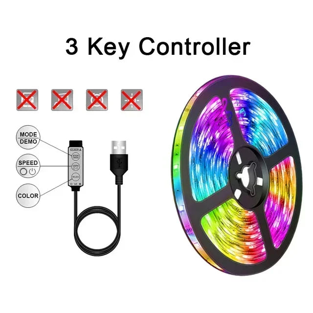 LED Strip Lights 5V RGB Led Light 1M-30M APP Control Color Changing Luces Led Diode Light Flexible Ribbon for Room Party Decor