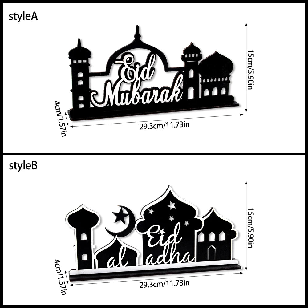 Ramadan Table Ornament Wooden Acrylic Moon Star Castle Eid Mubarak DIY Home Kareem Ramadan Decoration Islamic Muslim Party Gift
