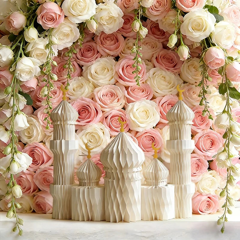 3D Honeycomb Paper Art Palace Set Ramadan Festival Party Decoration Muslim Islamic Eid Al-Fitr Desktop Ornaments Crafts Foldable
