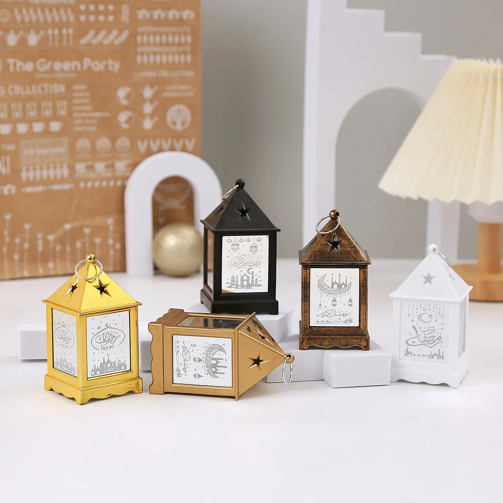 2025 Eid Mubarak Wind Lantern Ornaments Ramadan Led Portable Lamp Eid Al Adha Gifts Muslim Gurbang Ramadan Decoration for Home
