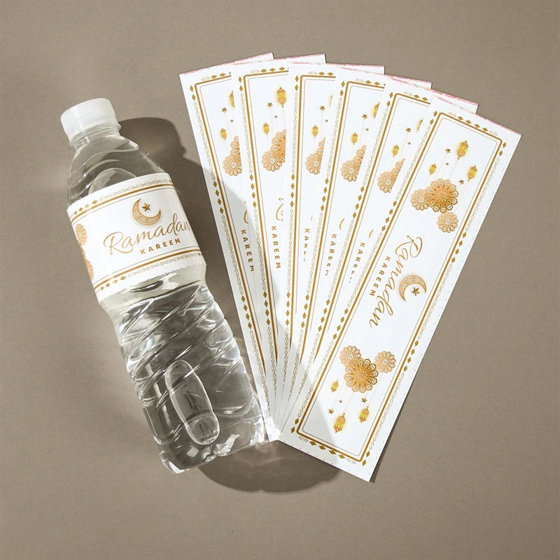 10Pcs Eid Mubarak Bottle Labels Wrapper Adhesive Stickers Ramadan Kareem Decor for Home Water Bottle Cover Party Decor