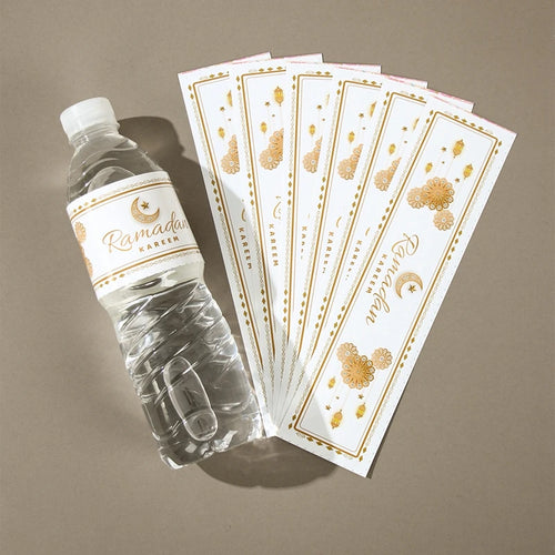 10Pcs Eid Mubarak Bottle Labels Wrapper Adhesive Stickers Ramadan Kareem Decor for Home Water Bottle Cover Party Decor