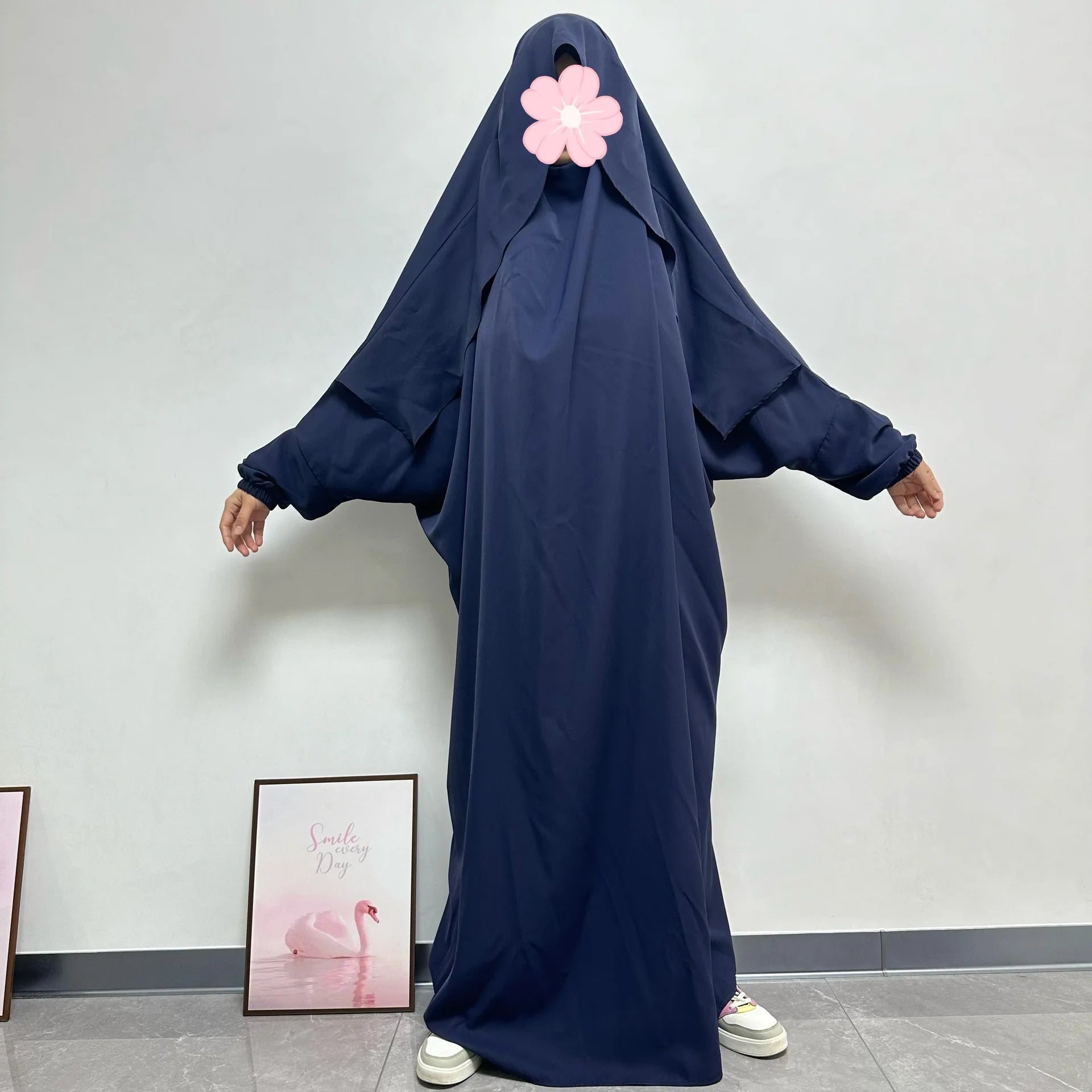Ramadan One Piece Prayer Abaya Hooded Dress Kaftan Muslim Women Robe Hijab Dress Robe Solid Color Islam Dubai Turkey Clothes