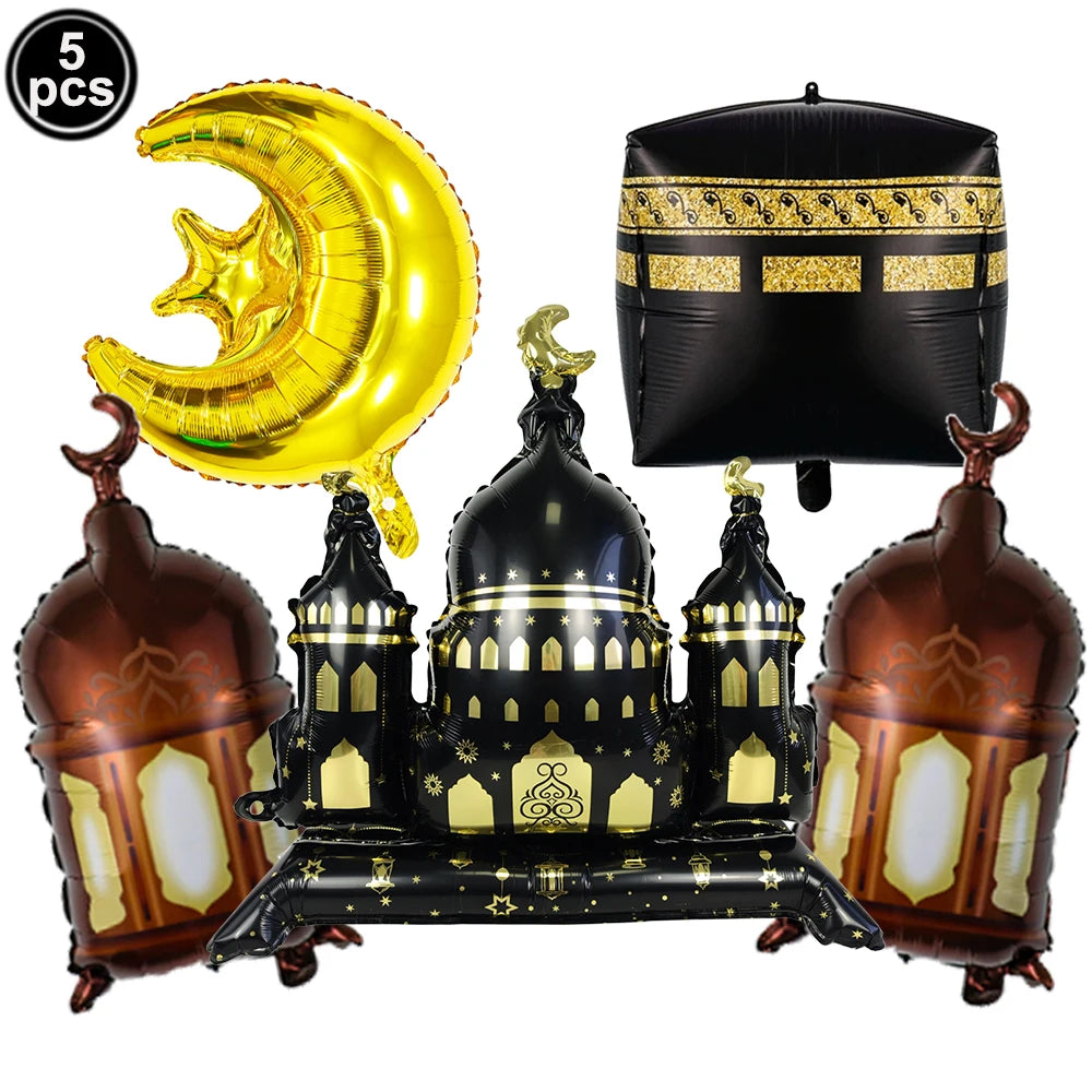 Eid Mubarak Banners Ramadan Mubarak Kareem Decorations Hanging Swirls Streamer Moon Star Party Decor lslam Muslim Party Supplies