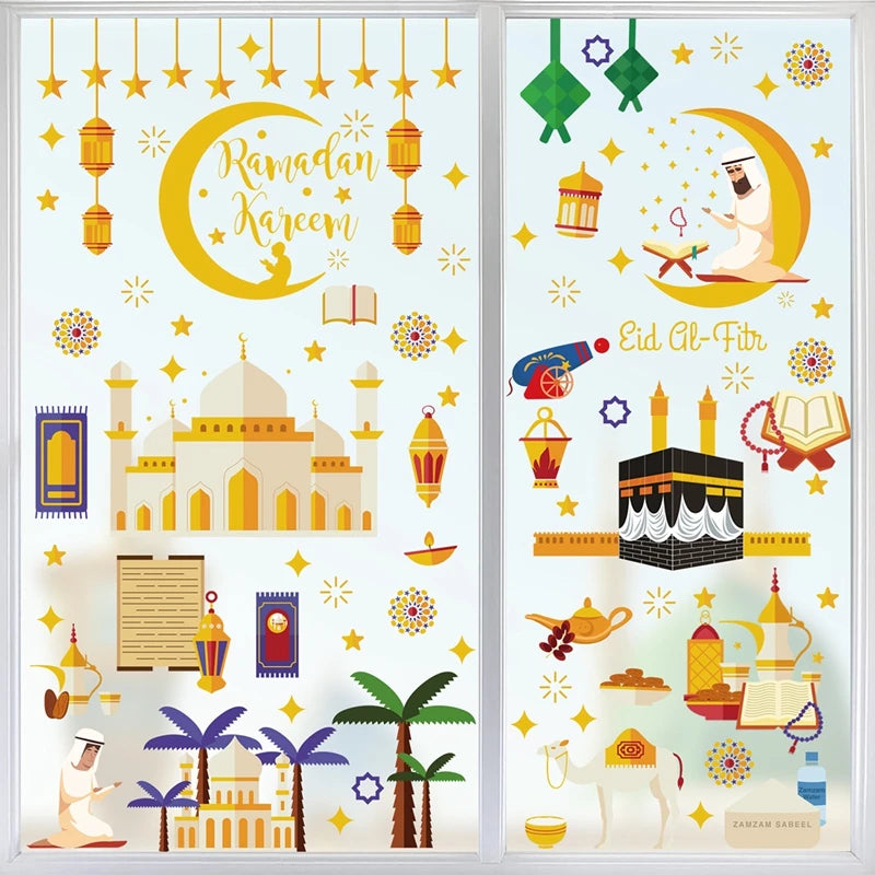Eid Mubarak Wall Stickers Kareem Ramadan Decoration 2025 For Home Islamic Muslim Party Decor Mubarak Ramadan Window Sticker Gift