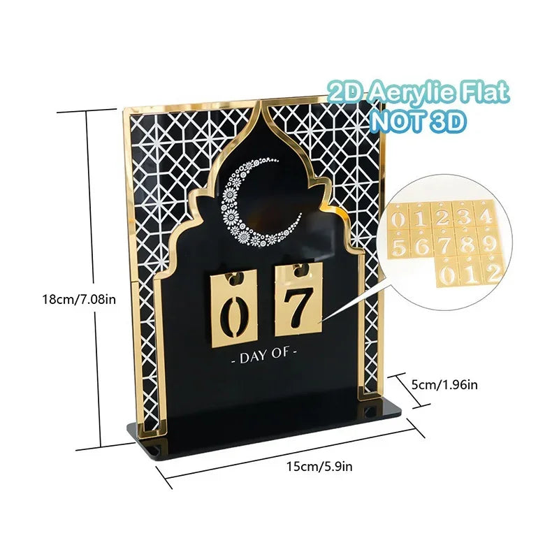 Acrylic Ramadan Countdown Calendar Gifts Day of Ramadan Calendar with Replacing Number 2026 Eid Mubarak Home Decoration