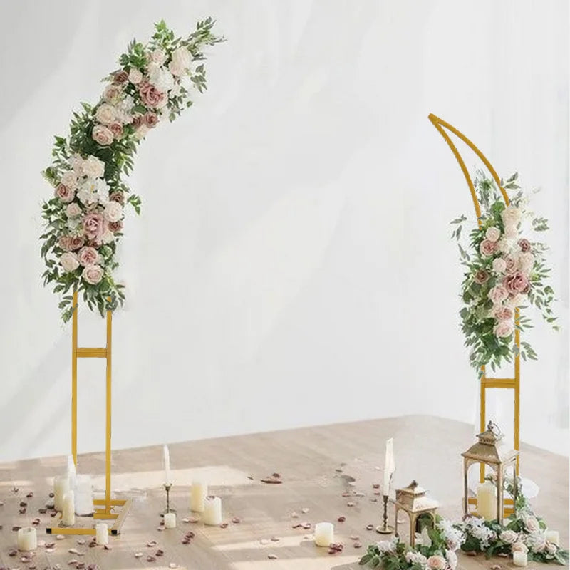 2pcs Curved Wedding Arch Backdrop Stand Balloon Arch for Ceremony Birthday Party Bride Baby Shower 5.9ft,6.9ft Half Moon Stand