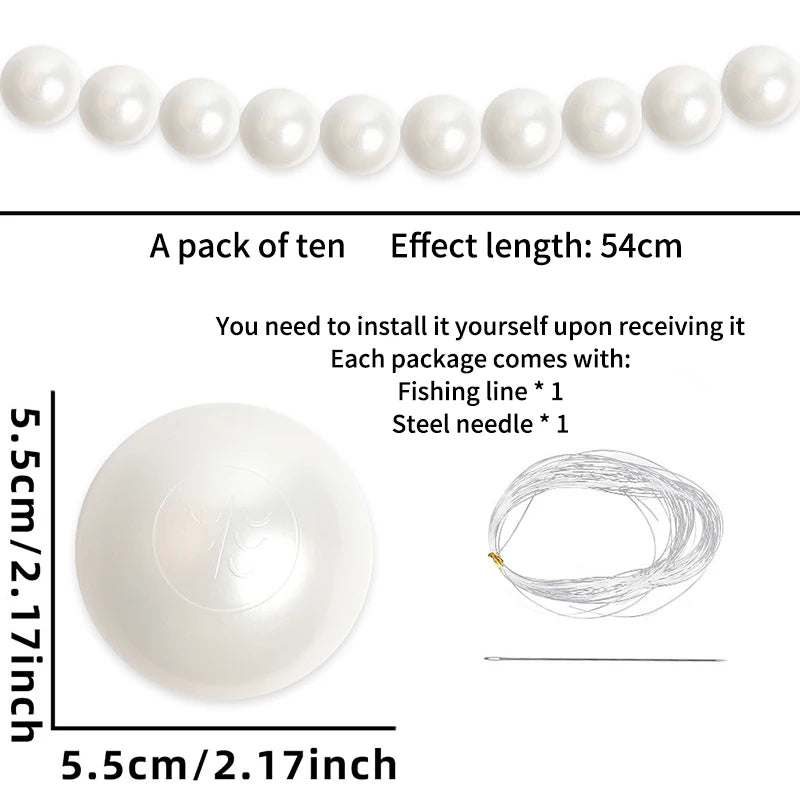 Wedding Party Big Pearl Decor Wedding Supplies Birthday Party Artificial Pearls Diy Beaded Garland White Ball Pendant & Figurine