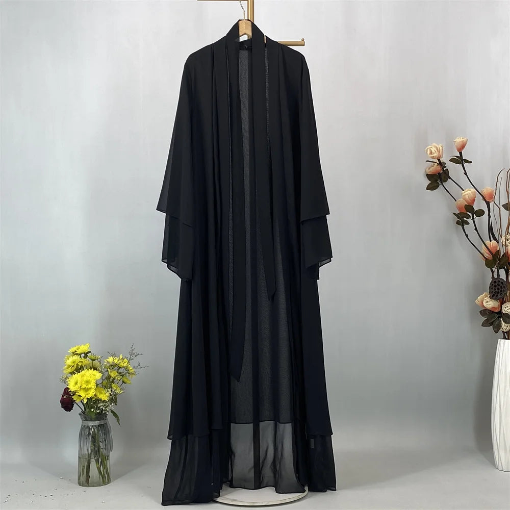 2025 Ramadan Kebaya Chiffon Open Abaya – Modest Women Muslim Kaftan Dress