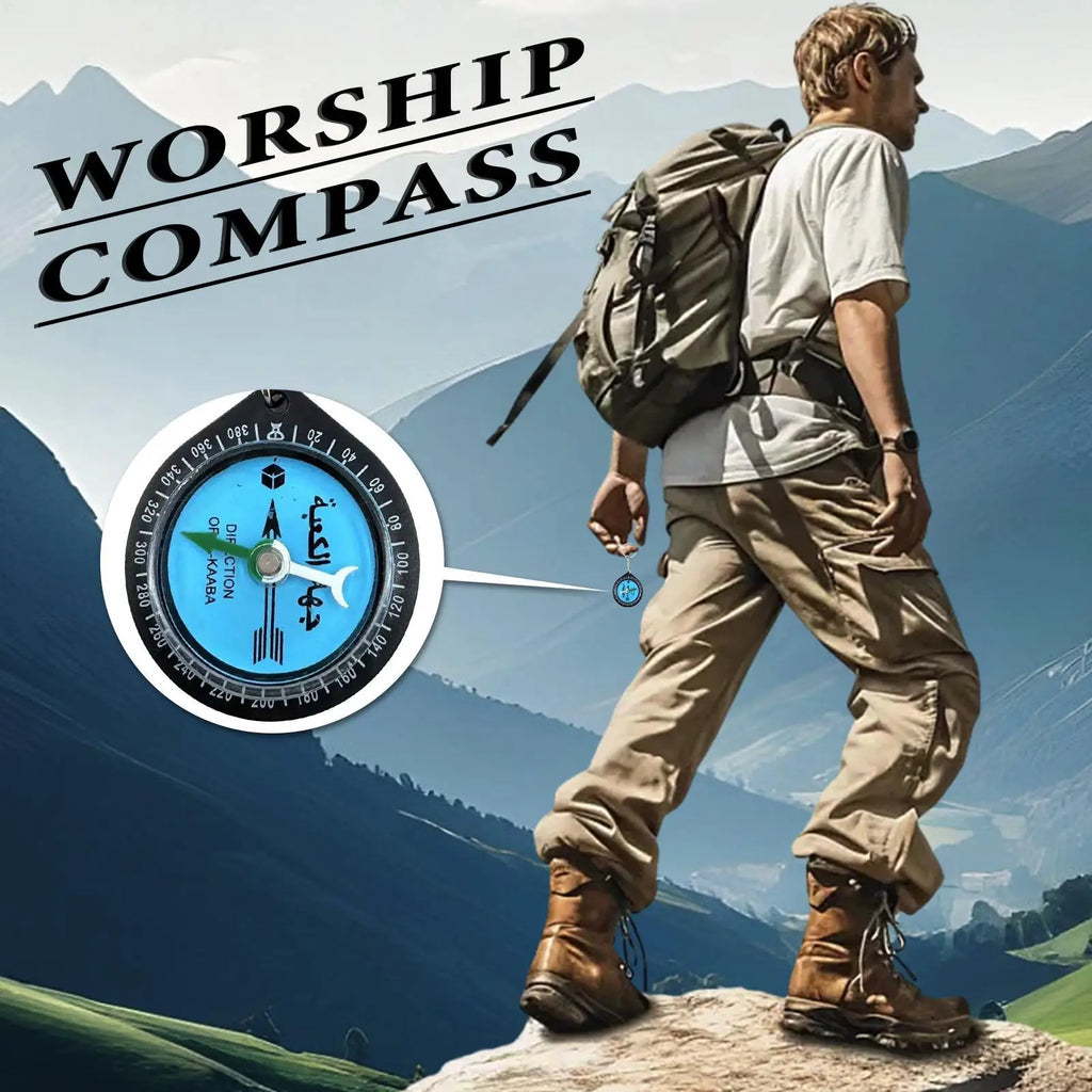Multi-Functional Travel Compass Keychain with Qibla Direction for Prayer, Outdoor Adventure Tool for Mountaineering Backpacking