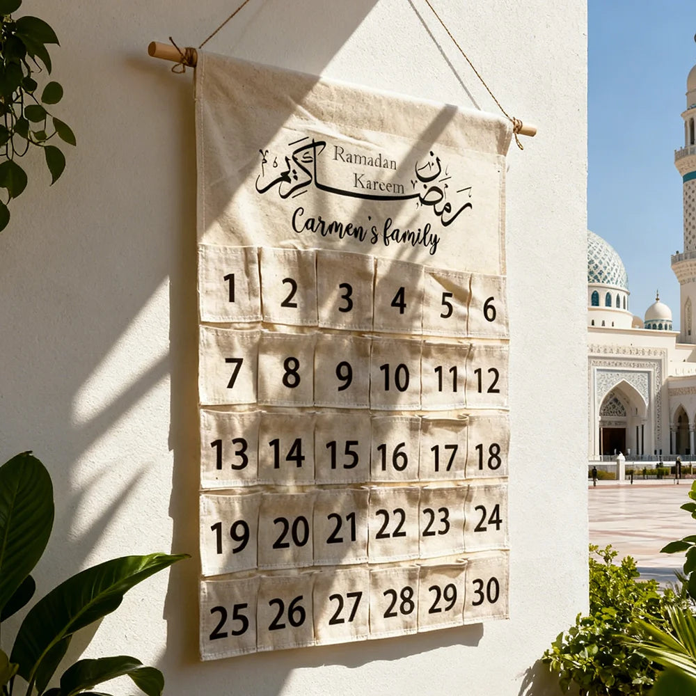 30 day personalized name Ramadan kareem Advent Calendar for Muslim Islamic eid gift kid al Fitr Wall Hanging Home decoration