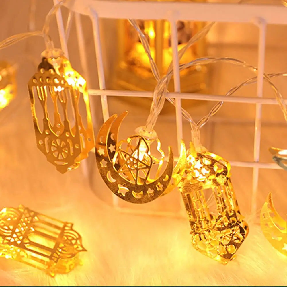 1.5M 10LED EID Mubarak String Lights Islam Muslim Festival Party Decor Moon Star Castle Lantern Ramadan Home Party Decoration