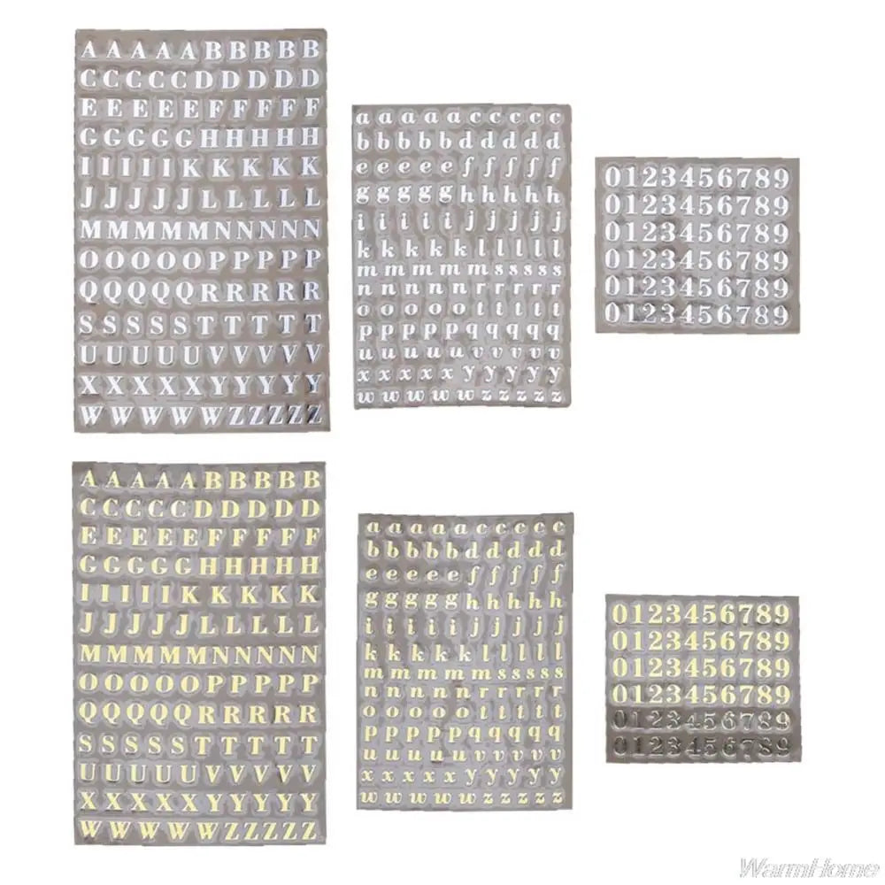 decoration Epoxy Resin Filler English Letters Gold&silver Number Sticker Epoxy filling sticker Labels Stickers Alphabet Sticker