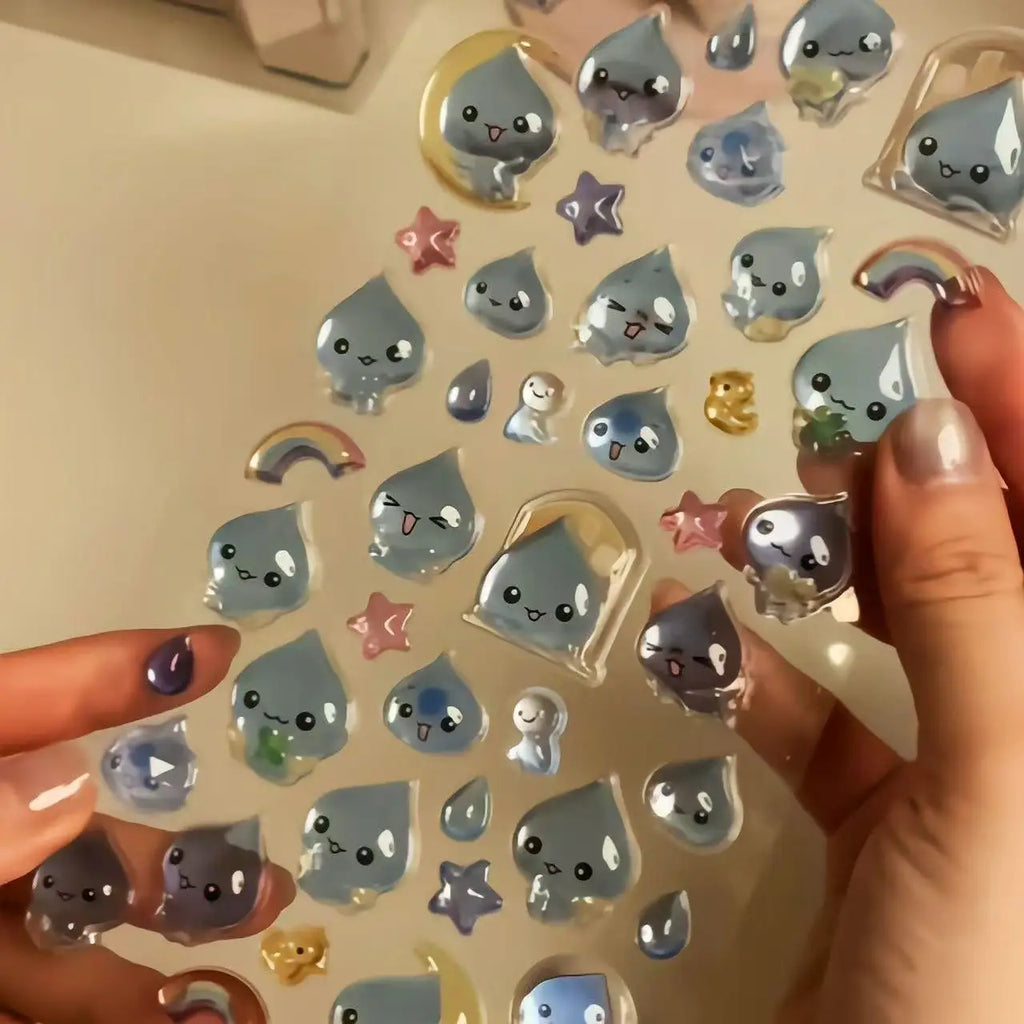 3D Water Droplet Relief Crystal Stickers Shiny Glitter Raindrop Resin Diy Decoration Scrapbooking Phone Case Journal Craft Gifts