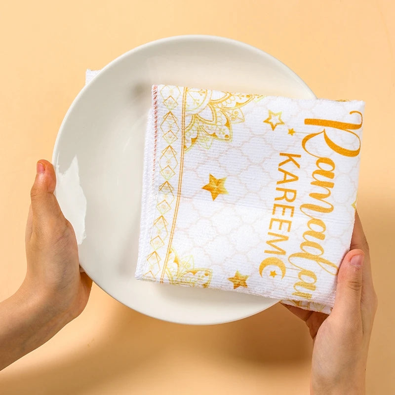 2ps Ramadan Dish Towel Eid Mubarak Decoration 2026 for Home Ramadan Kareem Ramadan Mubarak Islamic Muslim Party Eid Al-Fitr Gift
