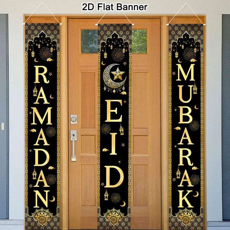Eid Mubarak Door Banner Ramadan Decoration 2026 for Home Mubarak Ramadan Kareem Islamic Muslim Party Decor Eid Al Adha Gifts