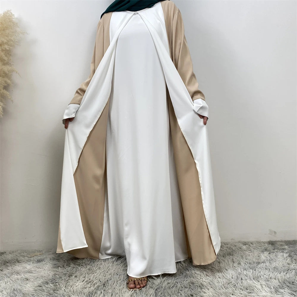 Ramadan Eid Luxury Splicing Two-Piece Style Abaya for Women – Dubai Kaftan Modest Islamic Dress Marocain Femme