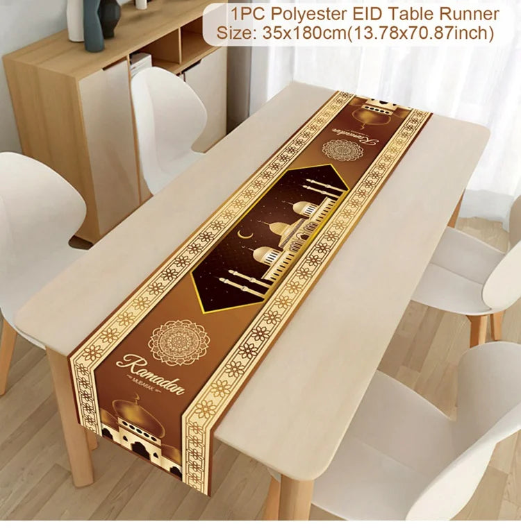 Ramadan Table Runner Eid Mubarak Decoration 2026 for Home Ramadan Kareem Ramadan Mubarak Islamic Muslim Party Eid Al-Fitr Gifts