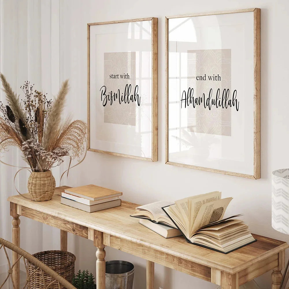 Triad Modern Minimalist Poster Wall Art Islamic Language HD Canvas Paintings Wall Art Prints Posters Living Room Bedroom Decor