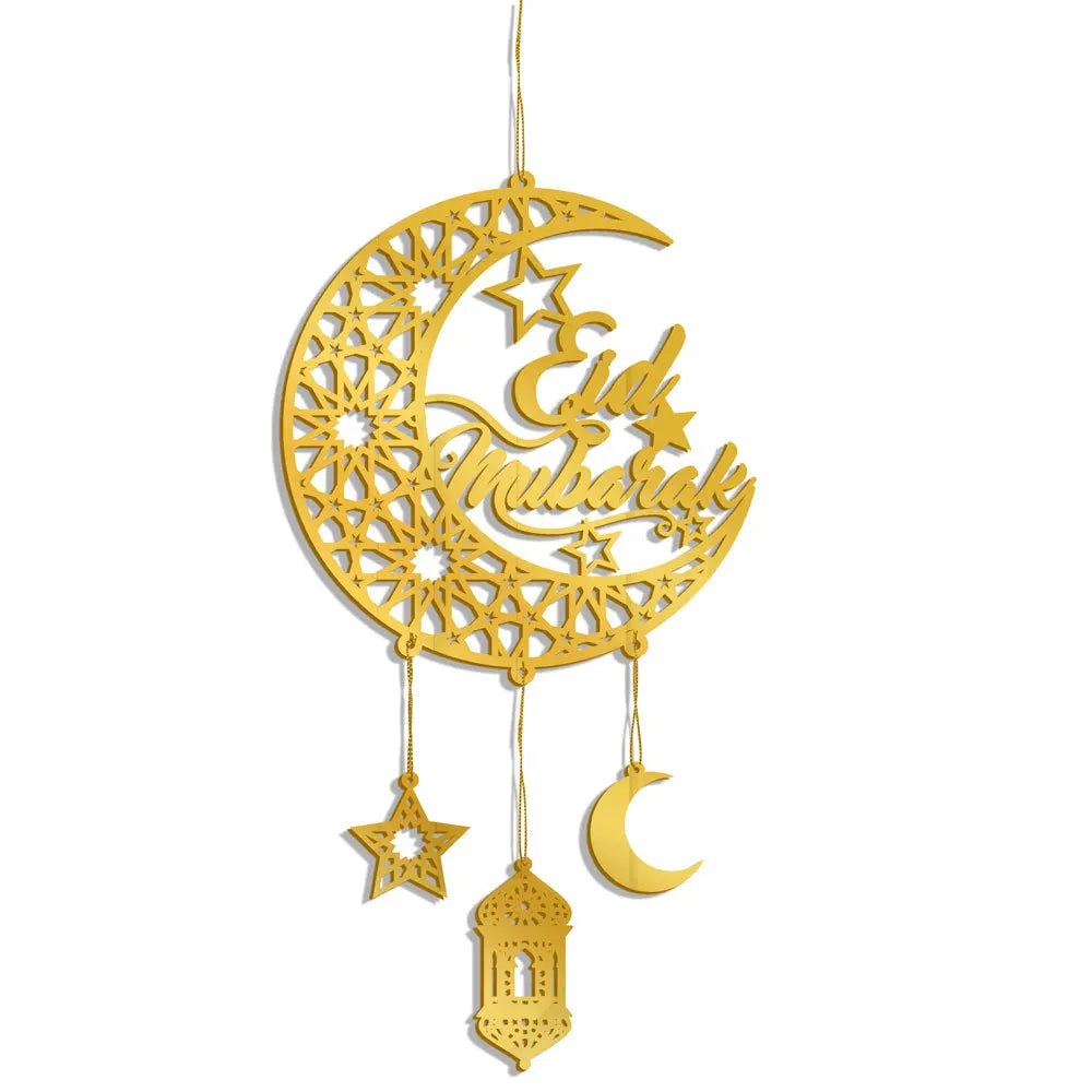 1PC Acrylic Ramadan Kareem Moon Star Wall Pendant Eid Mubarak Ornaments for Home Eid Al Fitr Muslim Islamic Holiday Party Decor