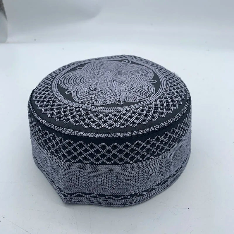 2023 New Muslim Prayer Hats Breathable Headware Kufi Hat Men Islam Skull Cap Ramadan Eid Gift Embroidery Man Hat