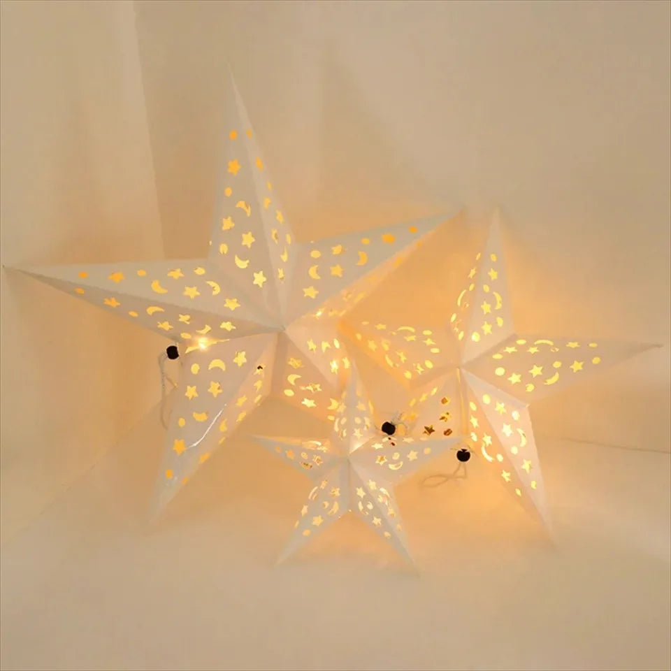 30/45/60cm Hollow Out Star Hanging Pendant Eid Mubarak Decoration Islam Muslim Light Paper Lantern Star Home Party Ramadan Decor