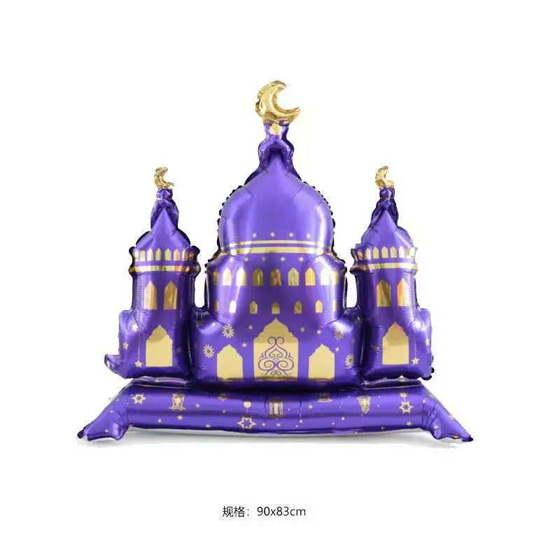 Black Purple Hajj Mubarak Star Moon Aluminum Foil Balloon Set Eid Mubarak Islamic Muslim Festival Pilgrimage Party Decor Balloon